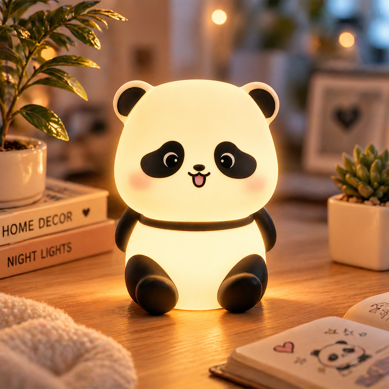 Cute Panda LED Night Lamp – Soft Glow Bedside Desk Light for Kids & Home Decor