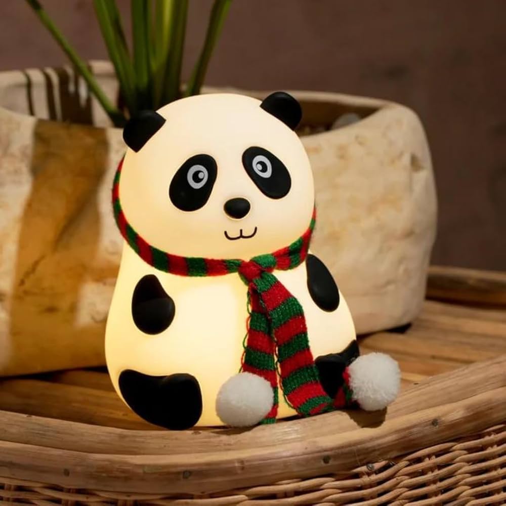 Cute Panda Silicone Night Lamp – Soft Touch LED Bedside Light for Kids & Home Decor